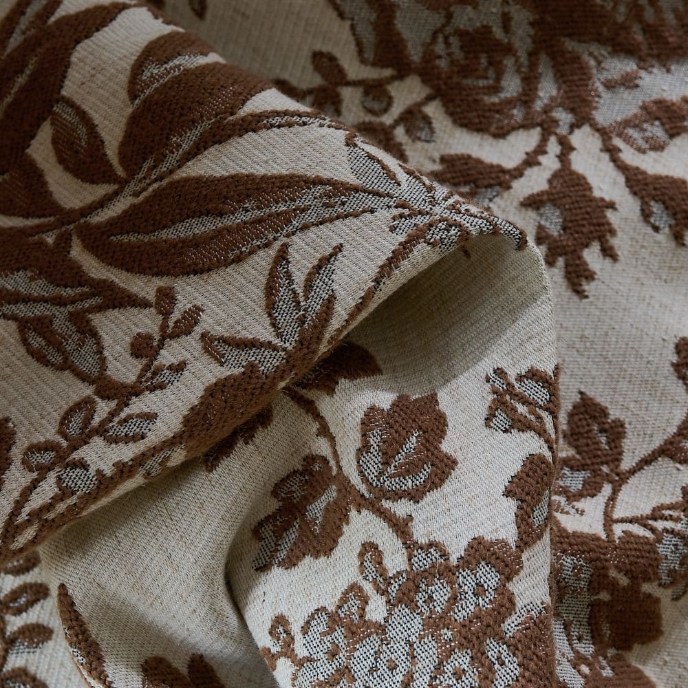 Pamela Heavy-weight Brown Leaf Floral Curtains