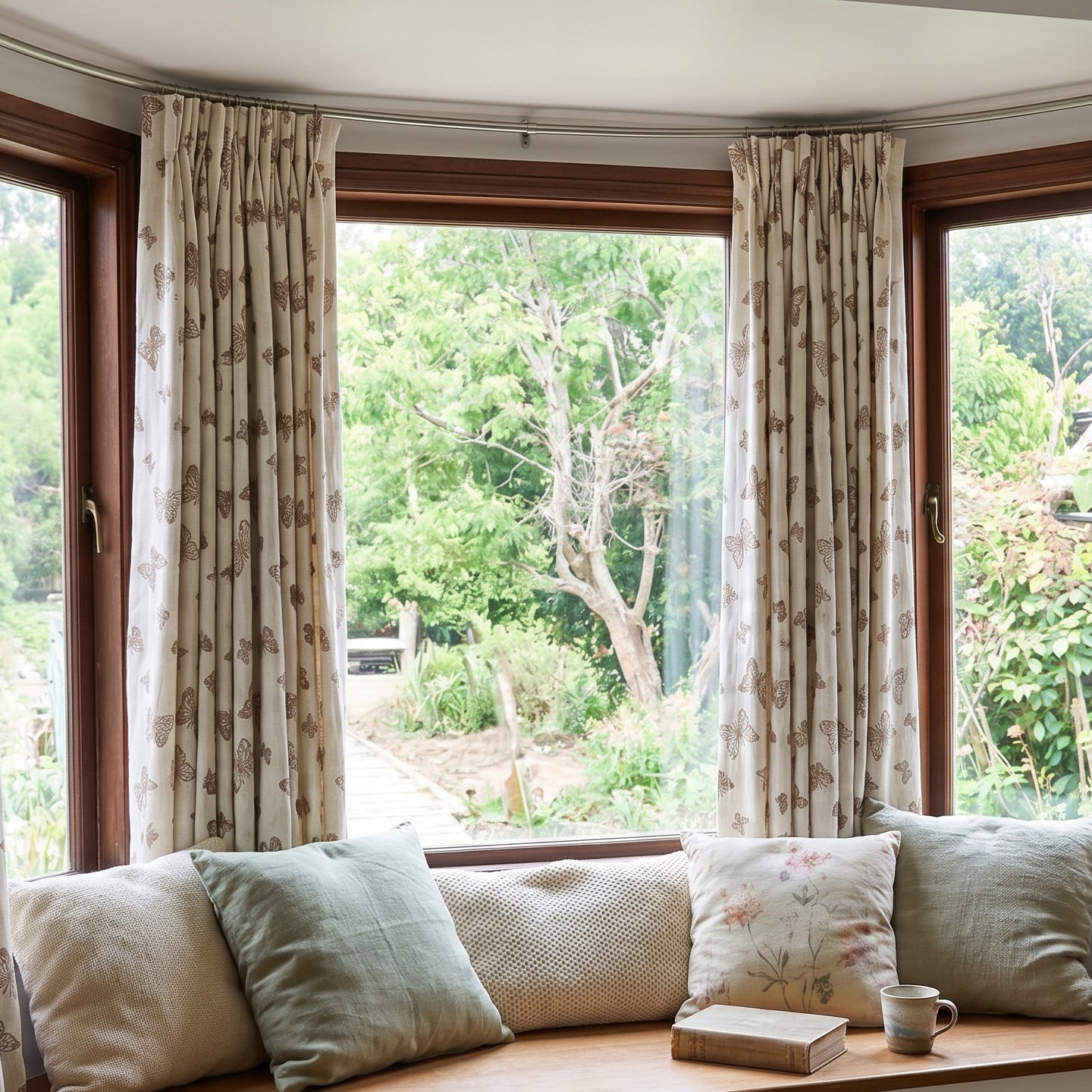 Papillon Brown Butterfly Patterned Jacquard Curtains