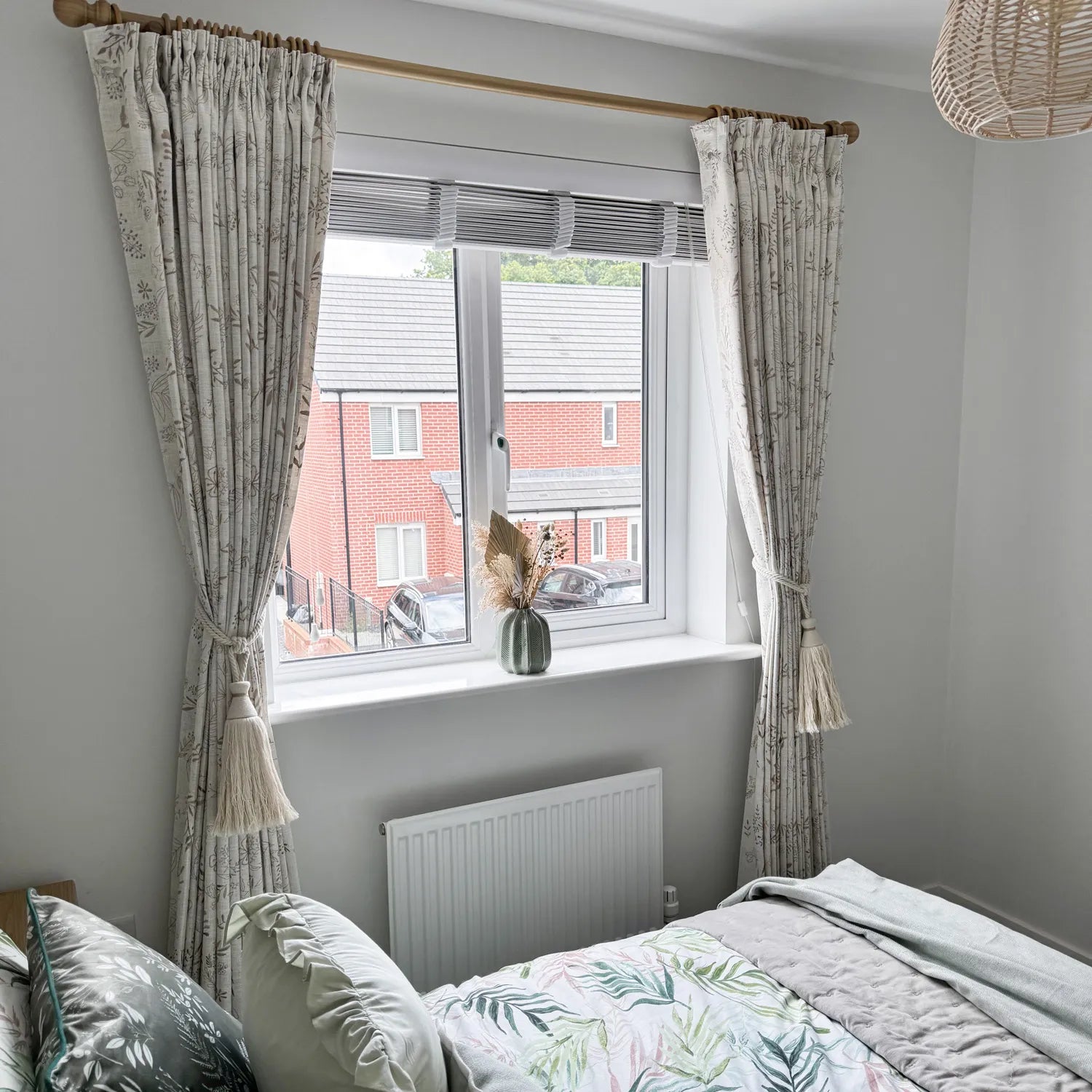 Peggy Subtle Leaf Linen Embroidered Curtains