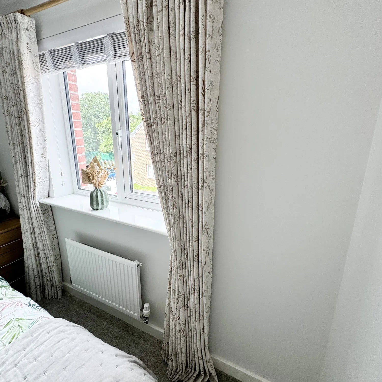 Peggy Subtle Leaf Linen Embroidered Curtains