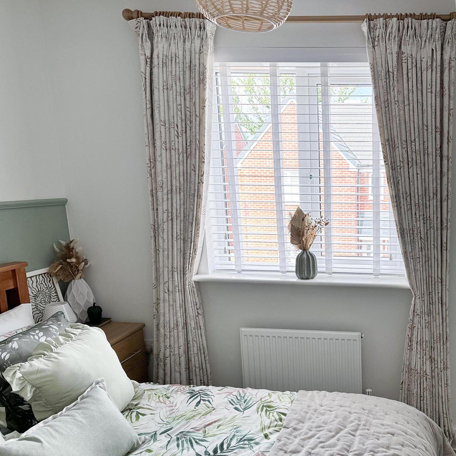 Peggy Subtle Leaf Linen Embroidered Curtains