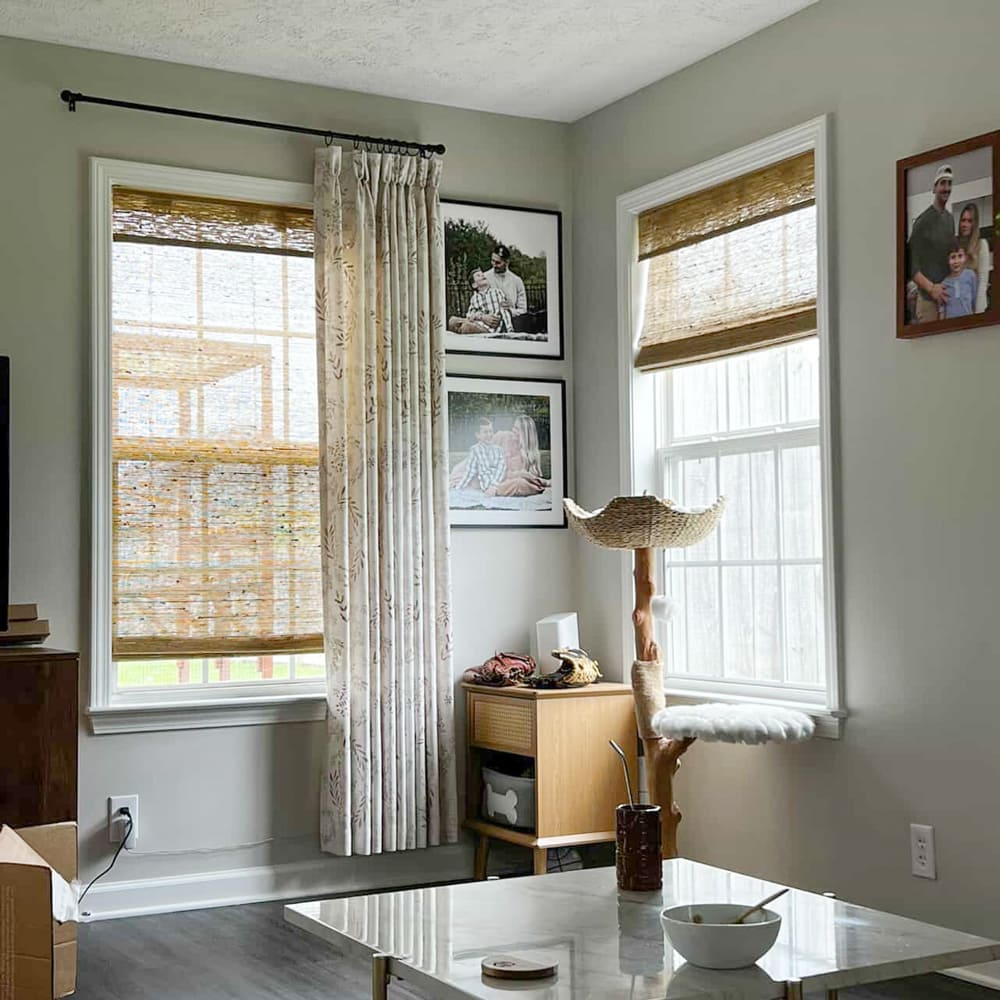 Peggy Subtle Leaf Linen Embroidered Curtains