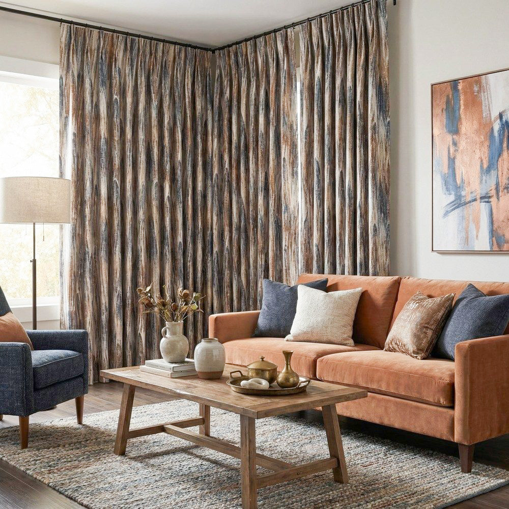 Phoenix Abstract Gradient Curve Jacquard Curtains