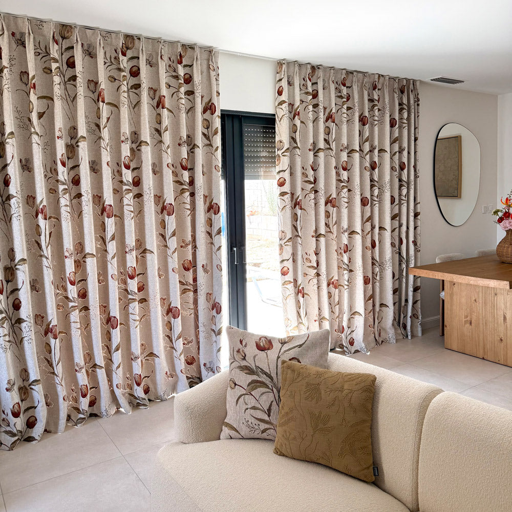 Priya Modern Vintage Floral Cotton Curtains