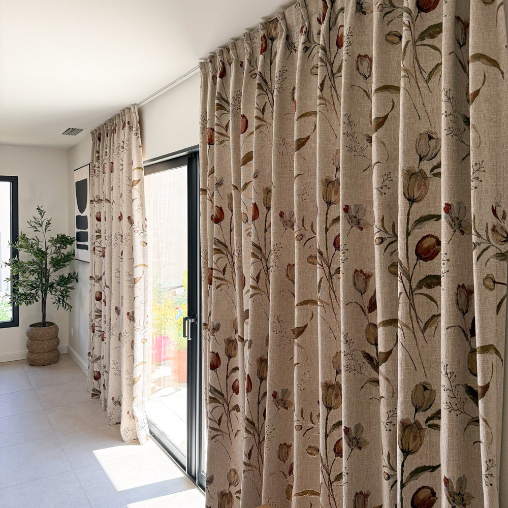 Priya Modern Vintage Floral Cotton Curtains
