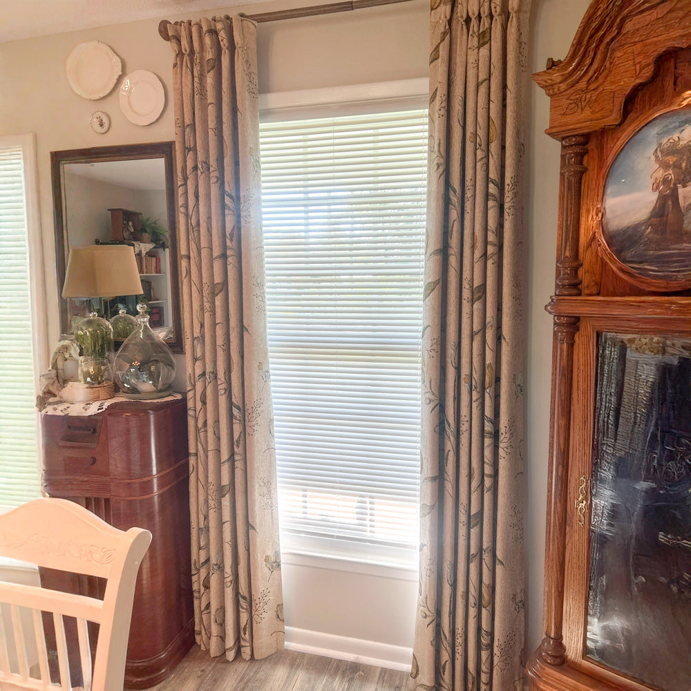 Priya Modern Vintage Floral Cotton Curtains