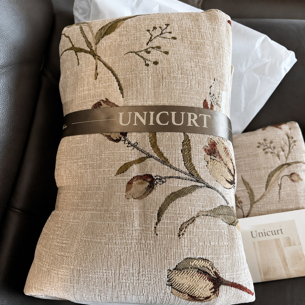 Rideaux en coton floral vintage moderne Priya