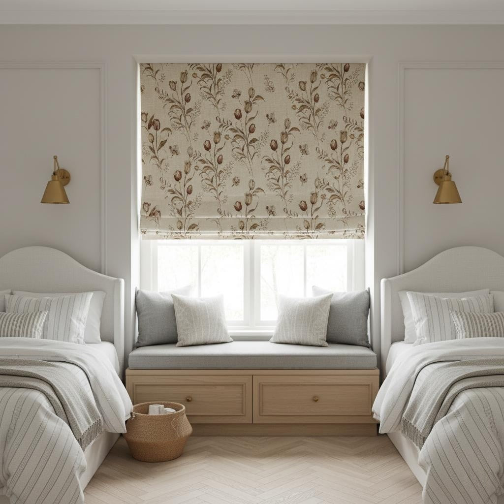 Priya Floral Cotton Roman Shade