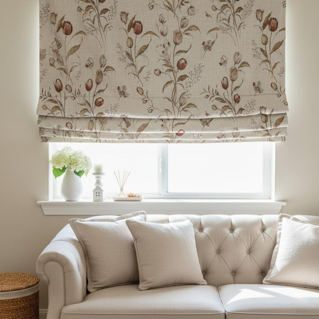 Priya Floral Cotton Roman Shade