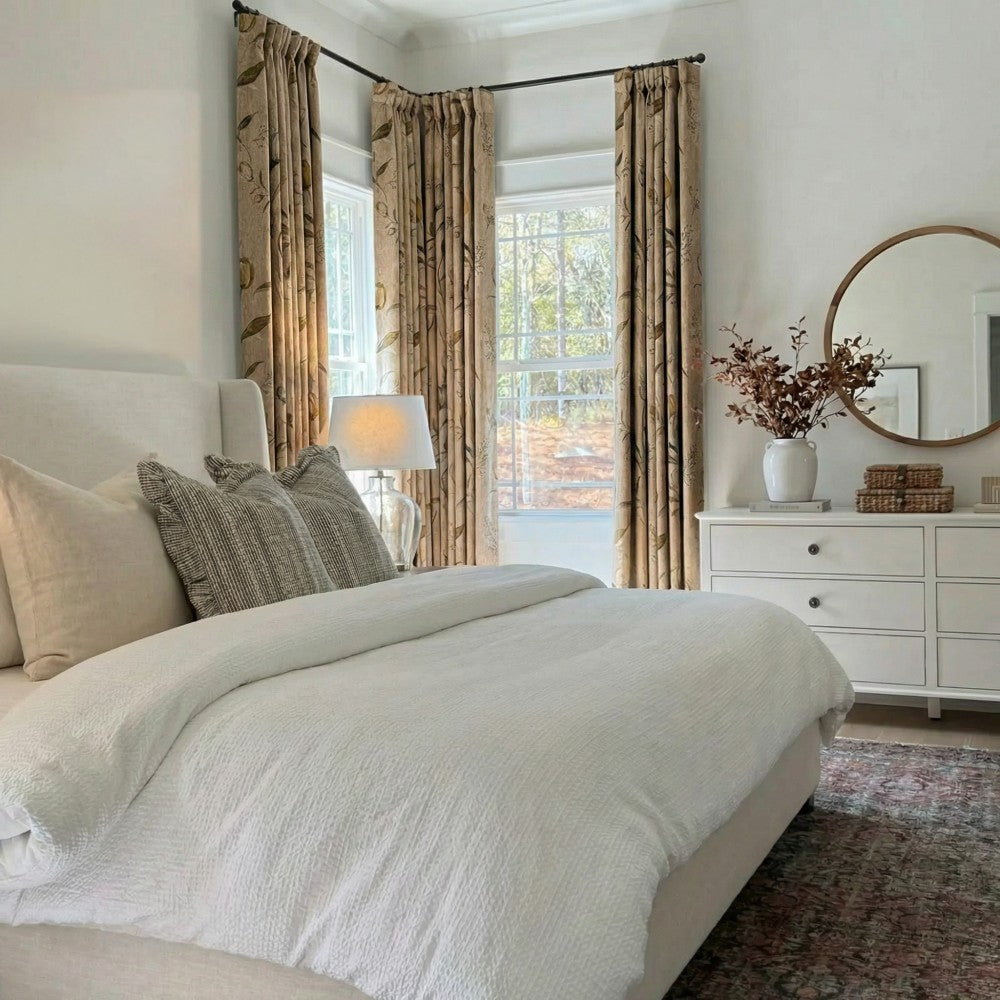 Priya Modern Vintage Floral Cotton Curtains