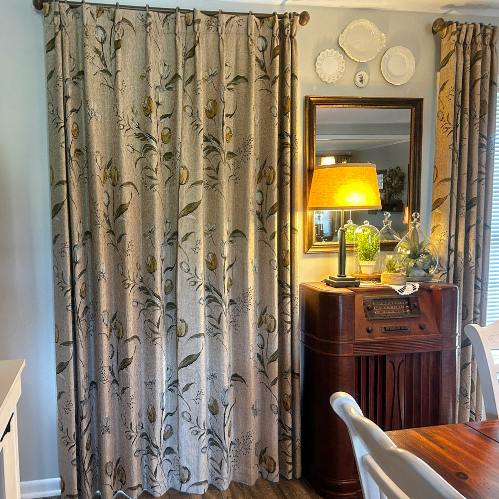 Priya Modern Vintage Floral Cotton Curtains