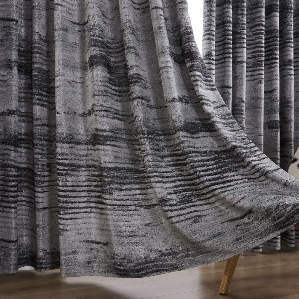 Quinn Grey Gradient Irregular Striped Curtains