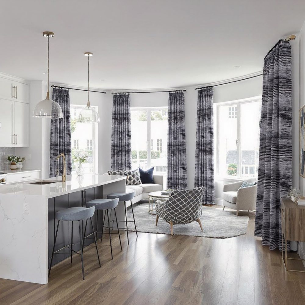 Quinn Grey Gradient Irregular Striped Curtains