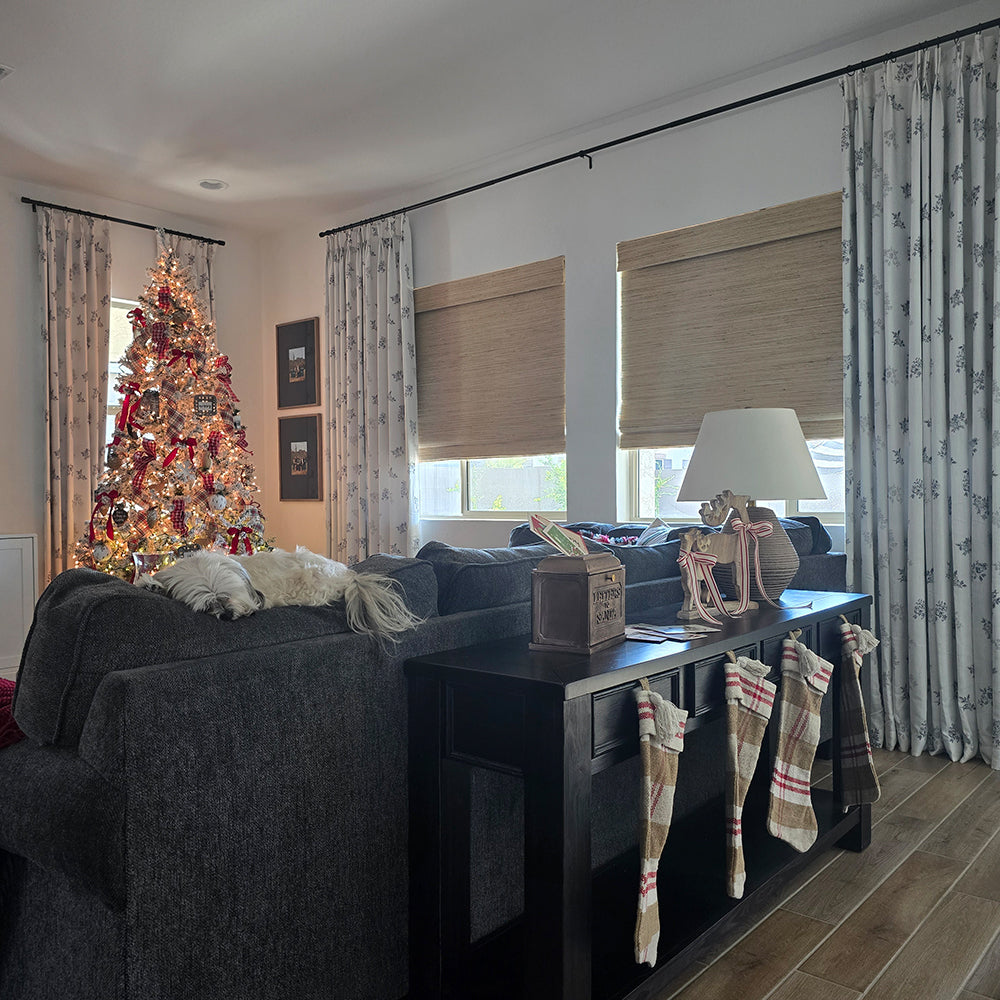 Reeta French Style Grey Floral Printed Curtains