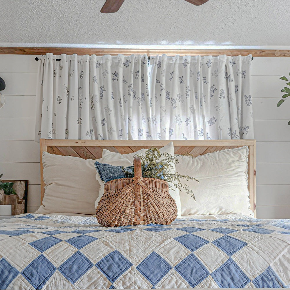 Reeta French Style Grey Floral Printed Curtains