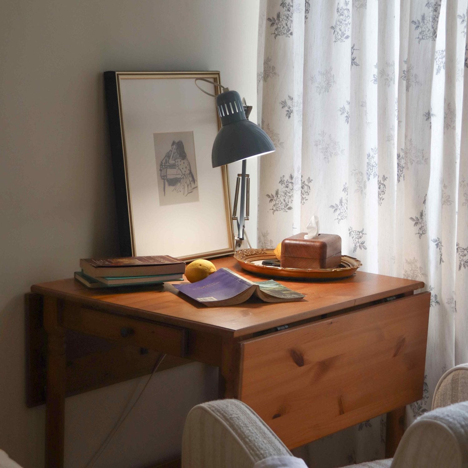 Reeta French Style Grey Floral Printed Curtains