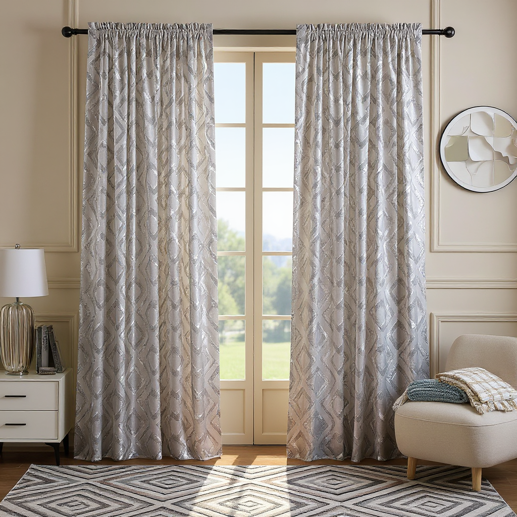 Robin Metallic Foil Diamond Pattern Curtains