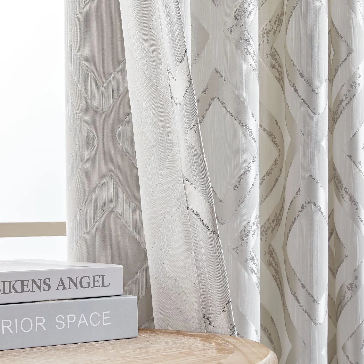 Robin Metallic Foil Diamond Pattern Curtains