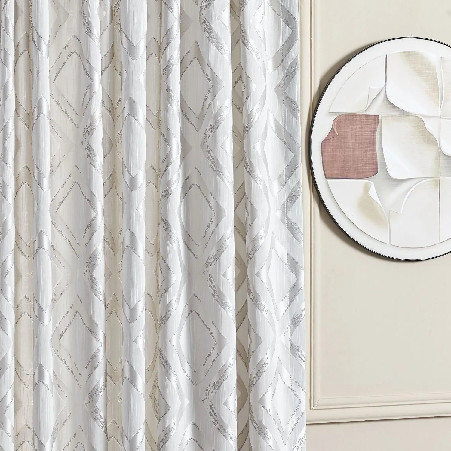 Robin Metallic Foil Diamond Pattern Curtains
