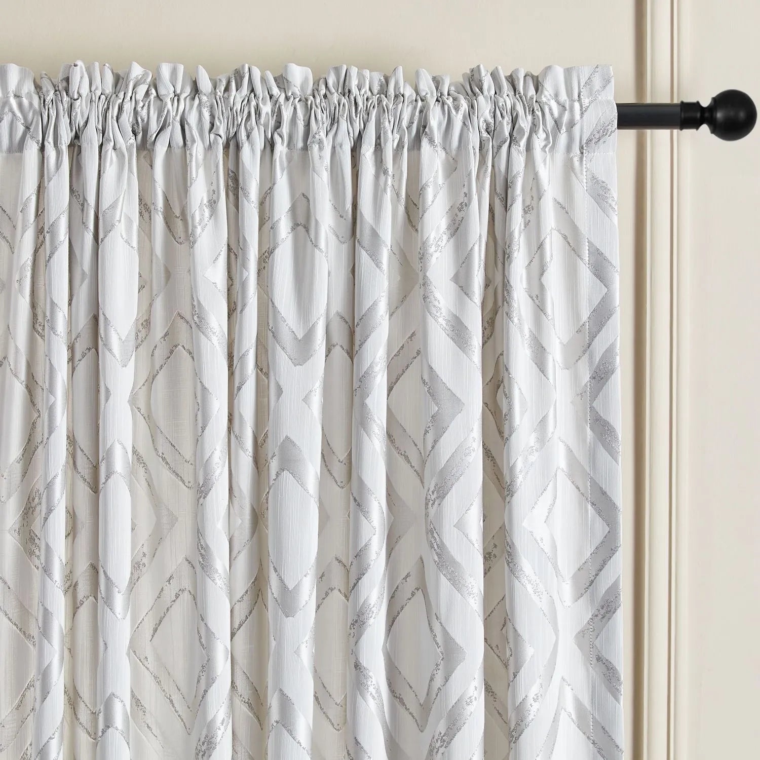 Robin Metallic Foil Diamond Pattern Curtains