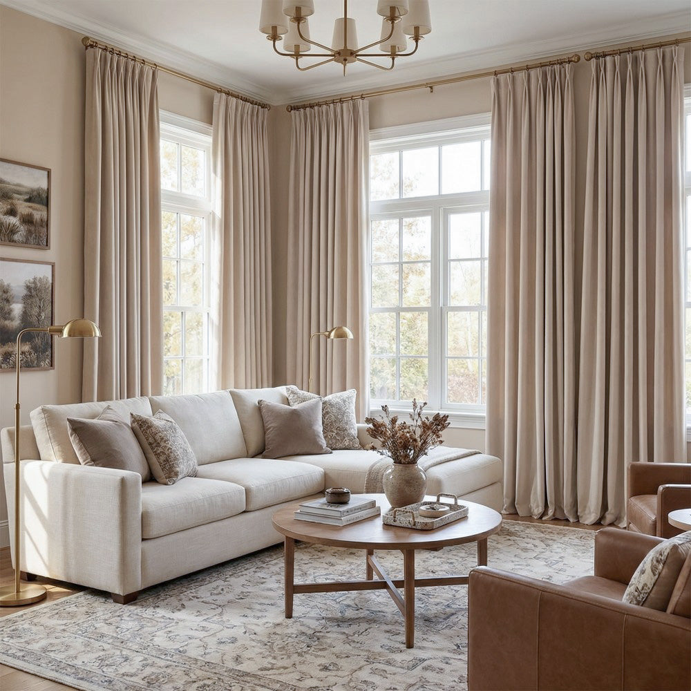 Rosalyn Matte Velvet Room Darkening Thermal Curtains