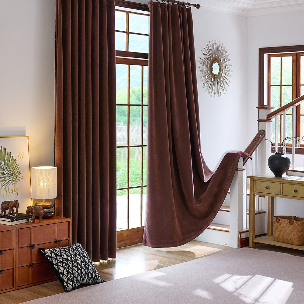 Rosalyn Matte Velvet Room Darkening Thermal Curtains
