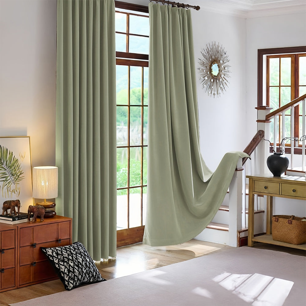 Rosalyn Matte Velvet Room Darkening Thermal Curtains