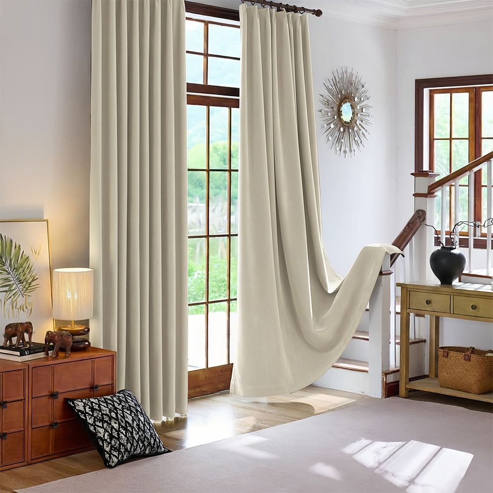 Rosalyn Matte Velvet Room Darkening Thermal Curtains