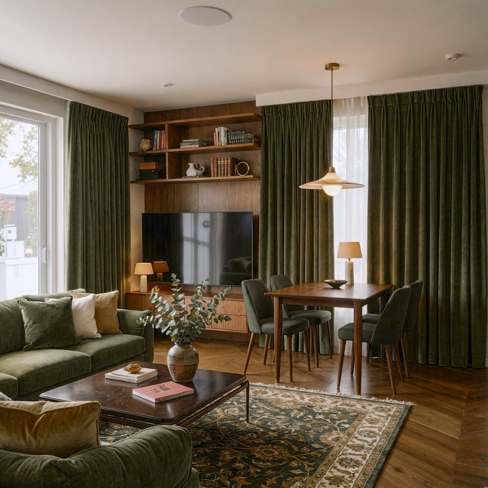 Rosalyn Matte Velvet Room Darkening Thermal Curtains