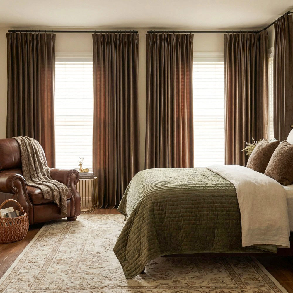 Ruby Elegant Green Custom Velvet Curtains