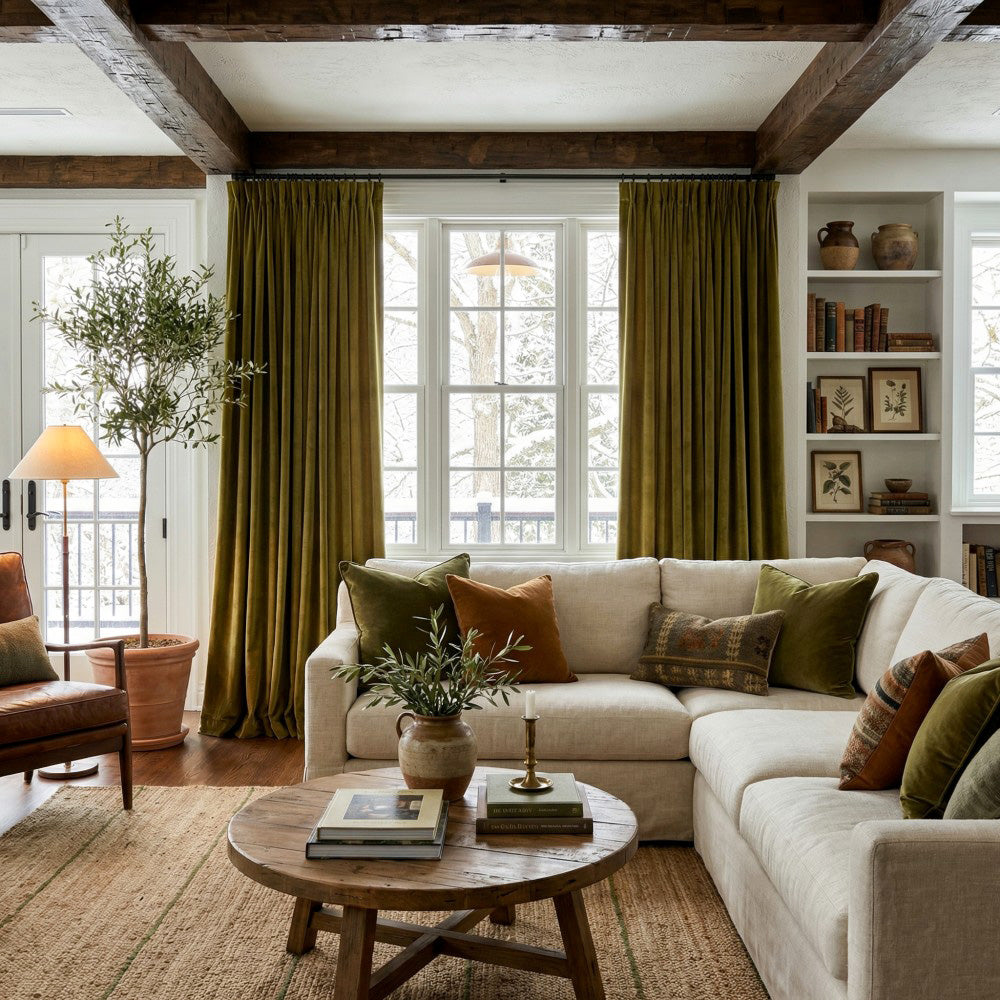 Ruby Elegant Green Custom Velvet Curtains