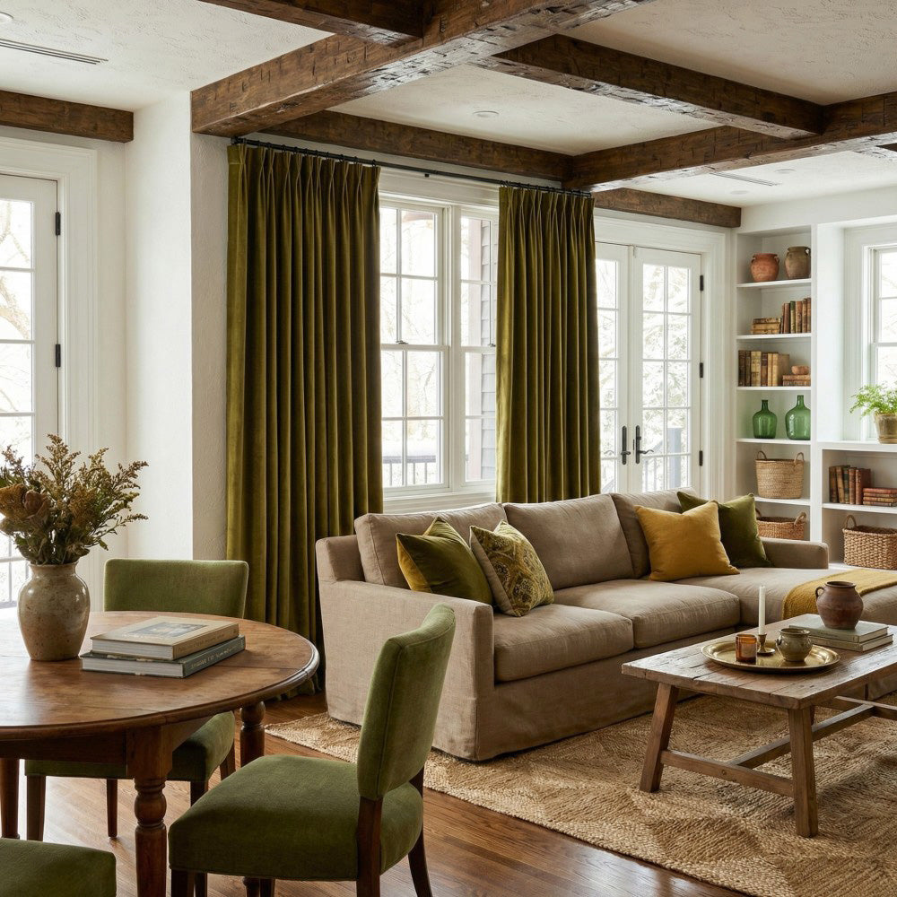 Ruby Elegant Green Custom Velvet Curtains