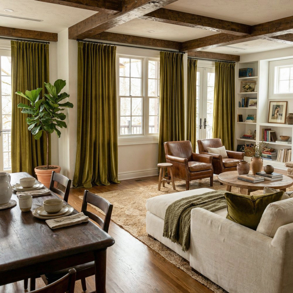 Ruby Elegant Green Custom Velvet Curtains