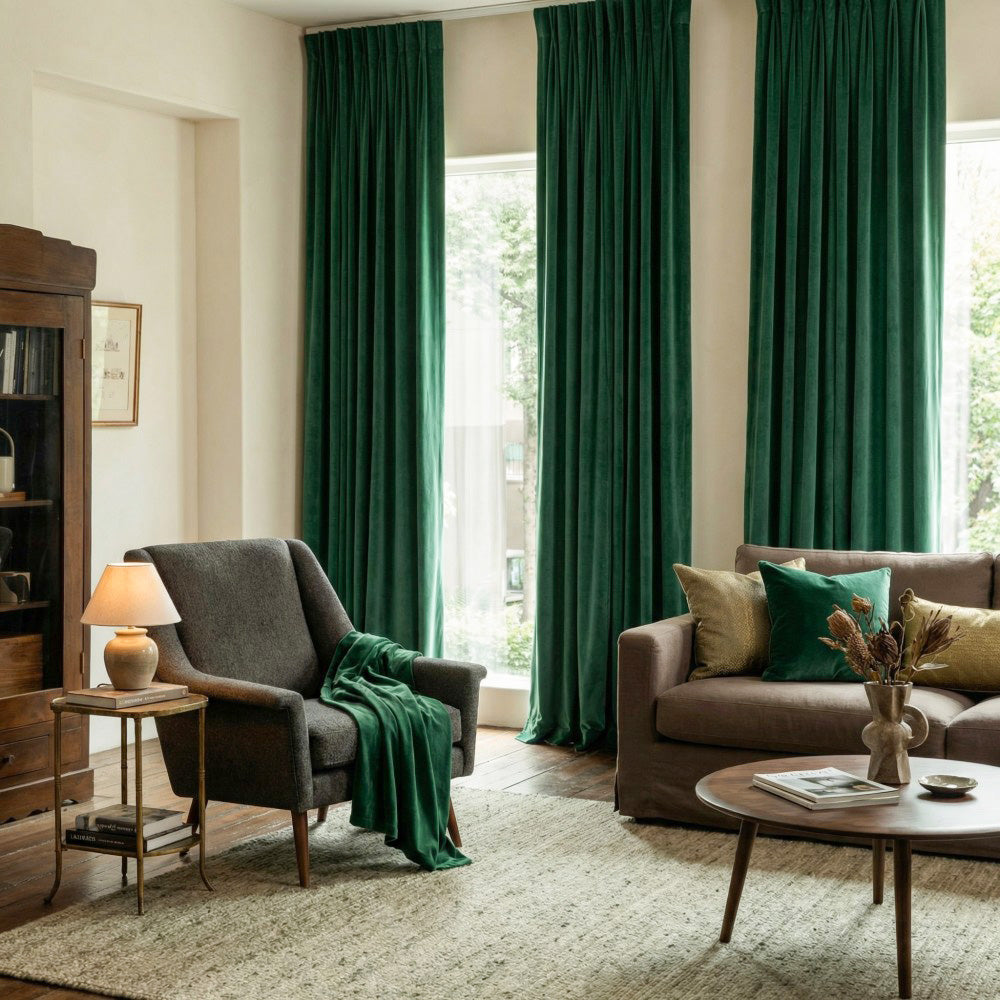 Ruby Elegant Green Custom Velvet Curtains