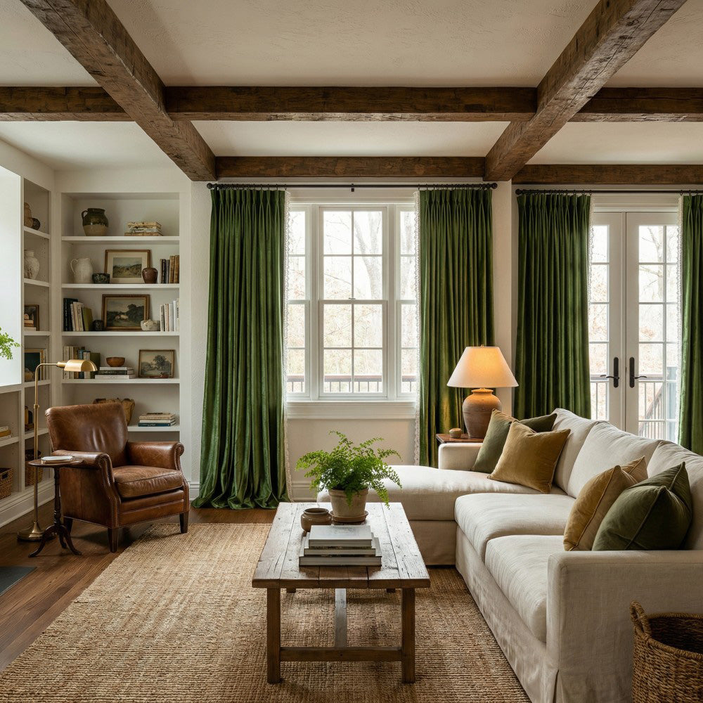 Ruby Elegant Green Custom Velvet Curtains