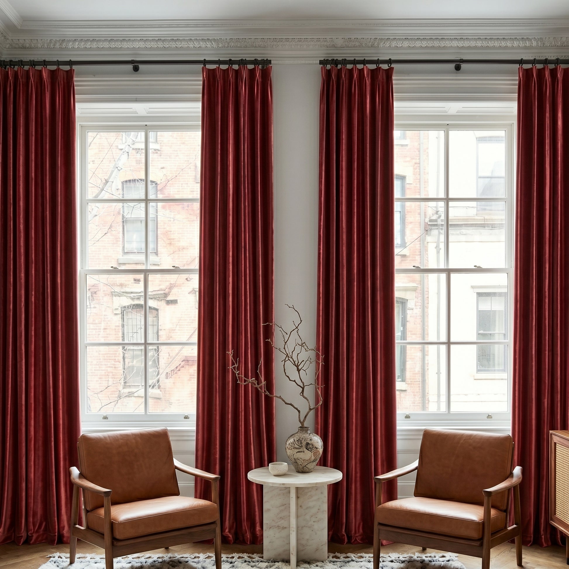 Ruby Elegant Green Custom Velvet Curtains