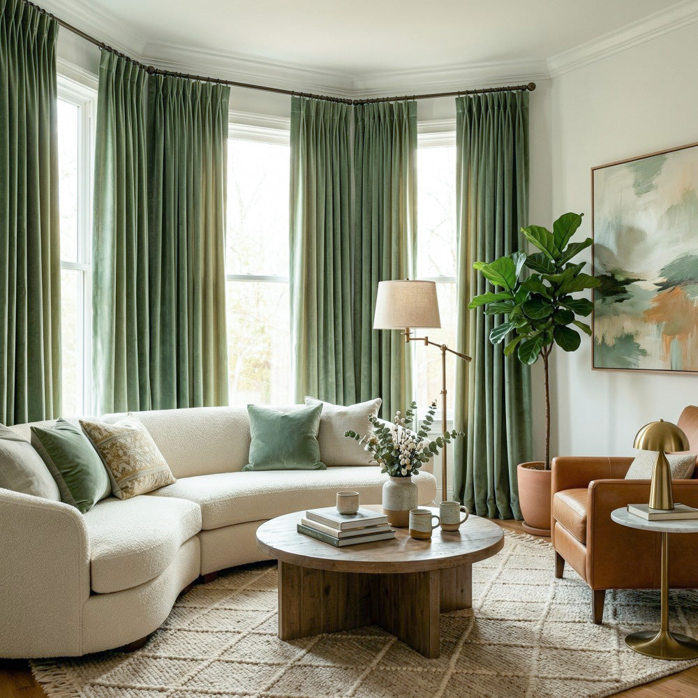 Ruby Elegant Green Custom Velvet Curtains