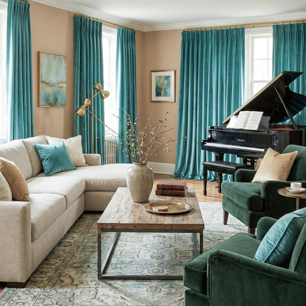 Ruby Elegant Green Custom Velvet Curtains