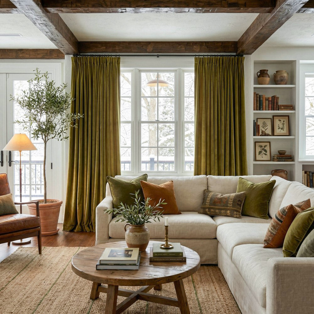 Ruby Elegant Green Custom Velvet Curtains