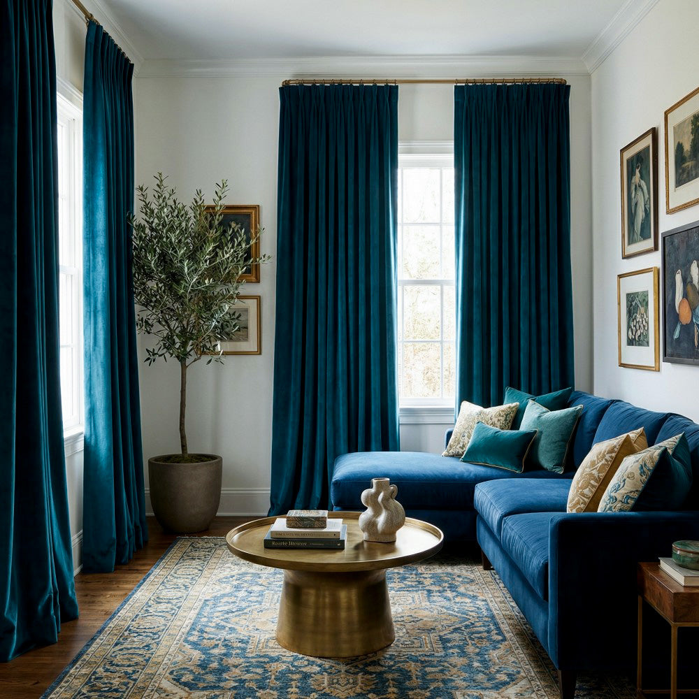 Ruby Elegant Green Custom Velvet Curtains