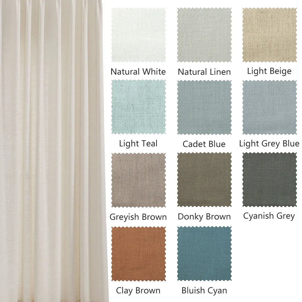 Sabrina Natural Linen Curtains for Living Room
