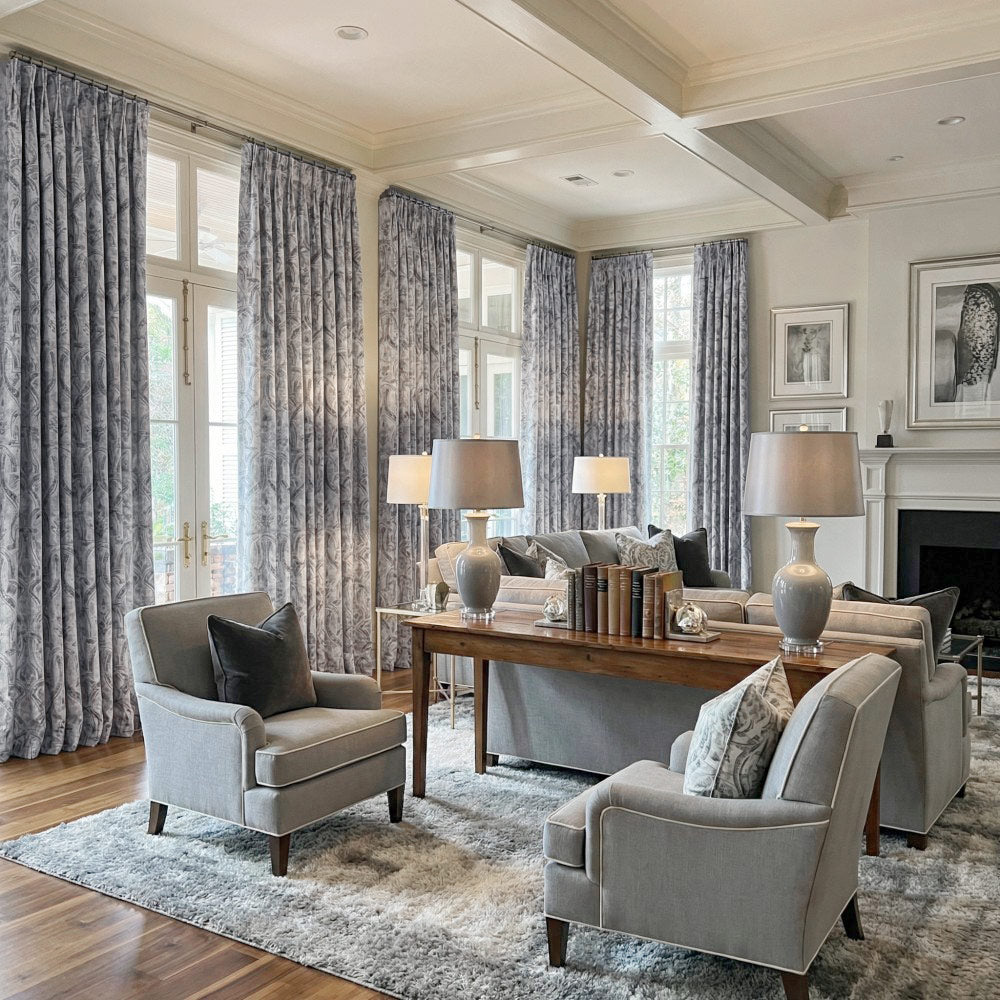 Saige Damask Jacquard Room Darkening Curtains