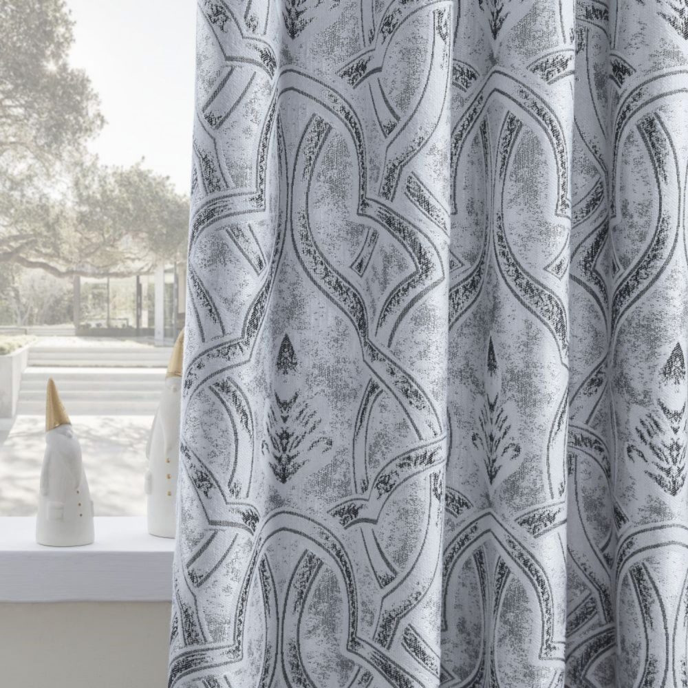 Saige Damask Jacquard Room Darkening Curtains