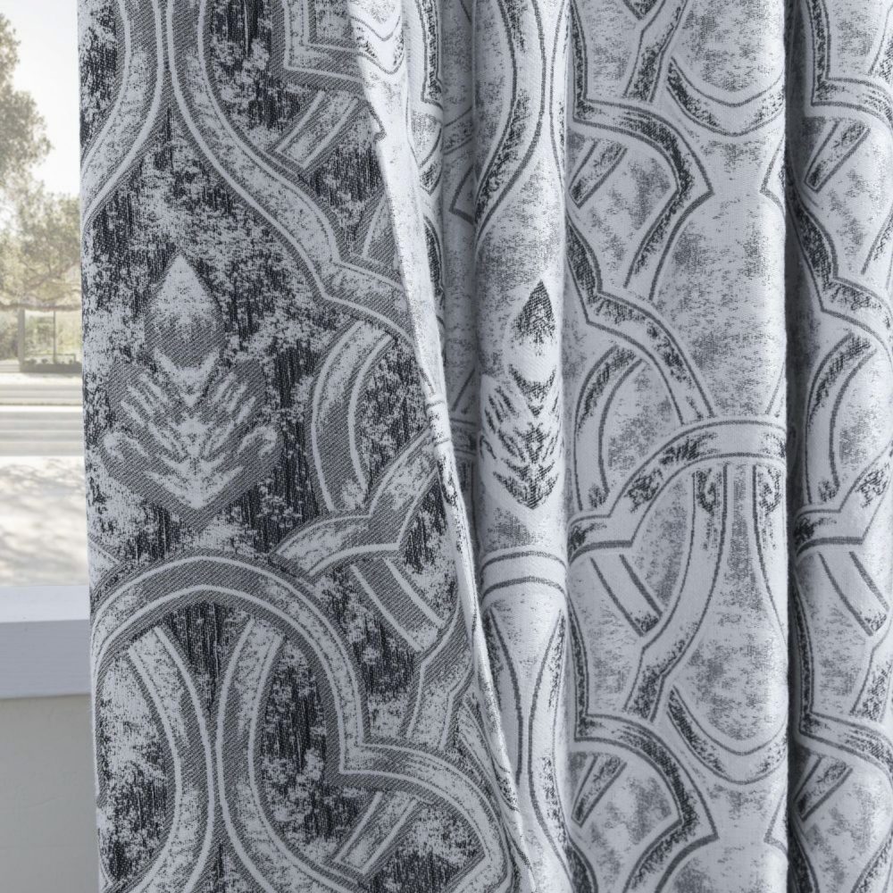 Saige Damask Jacquard Room Darkening Curtains