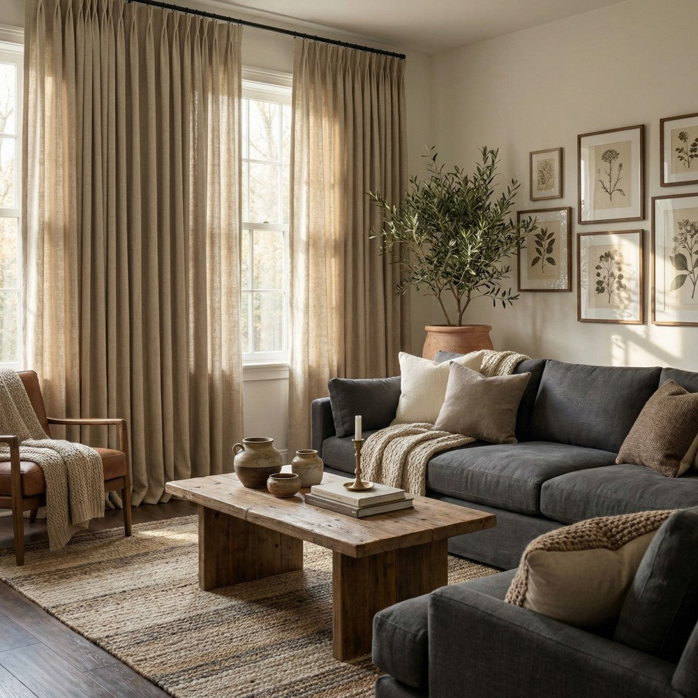 Sara Solid Linen Blend Curtains