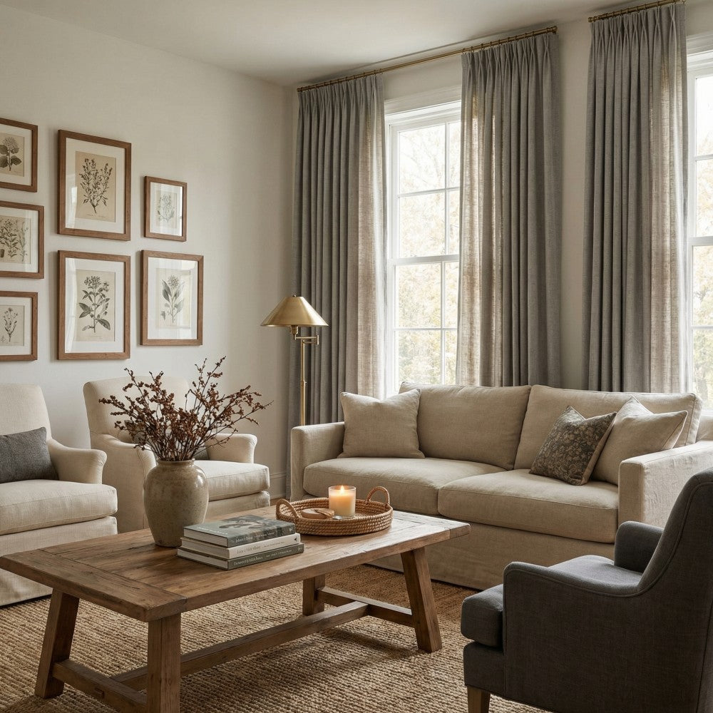 Sara Solid Linen Blend Curtains