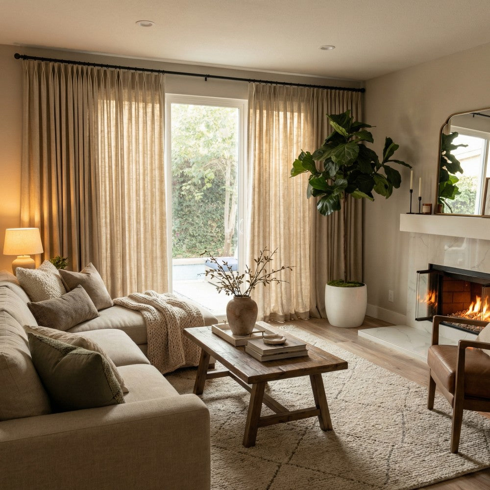 Sara Solid Linen Blend Curtains