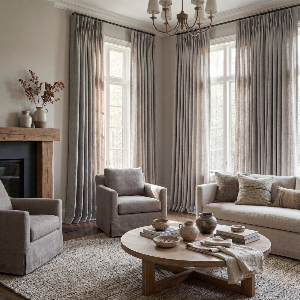 Sebastian Rough Linen Textured Curtains