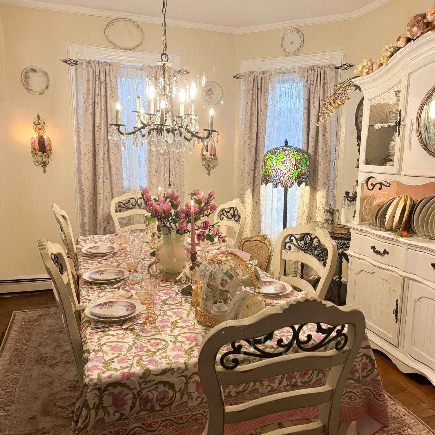 Serena Soft Floral Sprig Custom Curtains