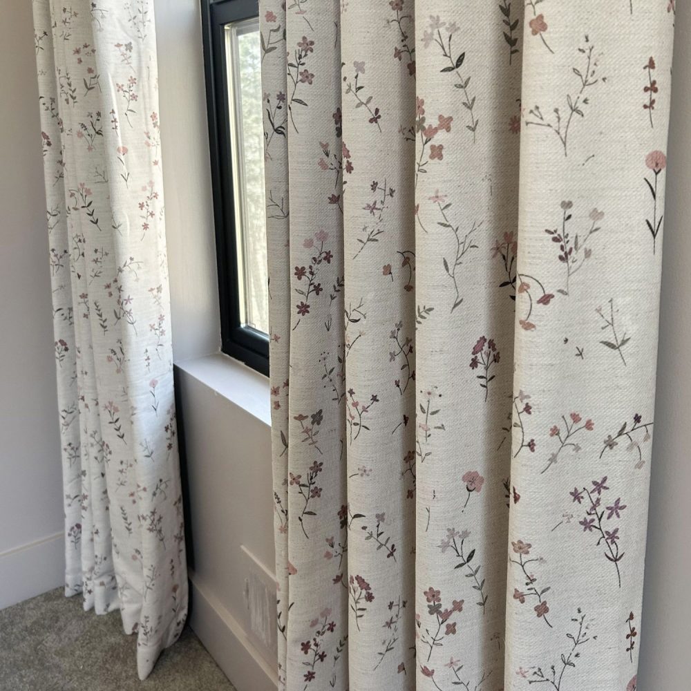 Serena Soft Floral Sprig Custom Curtains